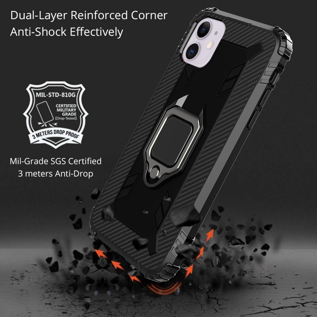 AMZER Sainik Case With 360° Magnetic Ring Holder for iPhone 12 Pro