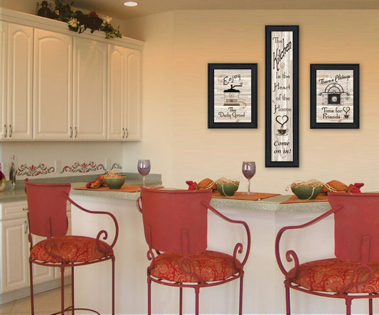 Set Of Three The Kitchen Collection I 2 Black Framed Print Kitchen